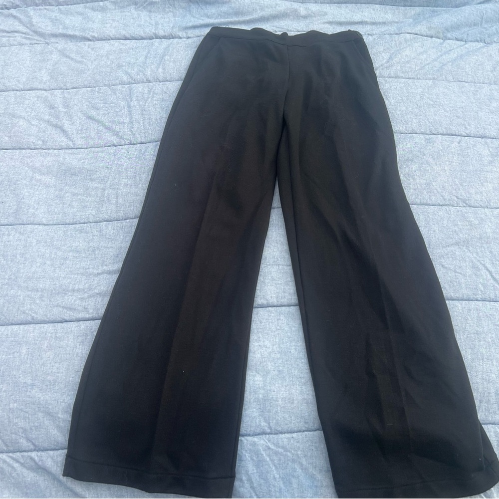 Lauren Ralph Lauren Black Wool Blend Wide Leg Trouser Size Petite Medium